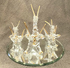 Dragon Clear Blown Glass Dragons W  Gold Accents On Mirror Stand