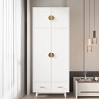 4-door Armoire Wardrobe Storage Cabinet Closet 2 Drawer Organizer W  Hanging Rod