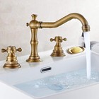 8  Widespread Antique Bathroom Basin Faucet Vanity 2 Handle 3 Holes With Drain