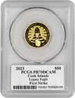 2023  50 Cook Islands Legacy Eagle Series 1 4 Oz  9999 Gold Pcgs Pr70 Dcam Fs