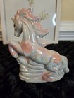 Vintage Porcelain Unicorn-  Iridescent Finish And Pink  White  Accents Figurine
