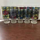 Vintage Stained Glass Beer Glasses  12 Oz  Set Of 5 1970 s Anchor Hocking
