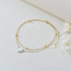 Sisgem 14k Solid Yellow Gold Heart Anklet For Women  Real Gold Layered Opal A   