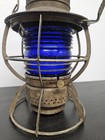 Vintage Mtk Railroad Lantern Og Blue Glass Globe By Dressel Arlington Nj Rare 