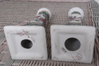 Pair Of Vintage Wbi China Incised Bok Choy   Birds 8-1 2  Ceramic Candlesticks