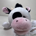 Cow Hand Puppet Movable Mouth Plush Black White Dairy Farm Stuffed Animal