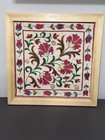 Framed Floral Needlework Embroidery Textile Tapestry Wall Decor Small
