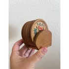 Vintage Kenmar Florida Wooden Cocktail Coasters Set Of 6 With Holder Mcm Map 