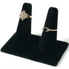 2 Displays Double Ring Black Velvet Jewelry Showcase