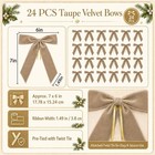 24pcs Neutral Velvet Bows Christmas Tree Decor 7 X 6 In Brown Xams 7  Khaki
