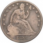 1858-o 50c Vf  oh  Counterstamp Silver Seated Liberty Half Dollar New Orleans