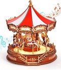Rolife 3d Wooden Puzzle Classic Carousel Music Box With Led Diy Building Toys
