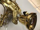 Antique 4 Arm Brass Art Deco Ceiling Light Fixture Ornate Cast 1920- Rewired 