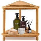 2-tier Bamboo Corner Shower Stool Bench - Waterproof  Space-saving Design