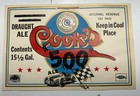 Not Common    Cook   s 500 Ale Indy Race Car Beer Label Irtp For Keg 1940s Scarce