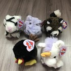 Puffkins Lot Of 5 Plush Stuffed Swibco All Have Tags  Raccoon Tiger Unicorn