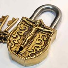 Antique Brass Jesus Christ Lock Vintage Padlock With Working Key Rare Old Style