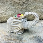 Vintage Artesania Rinconada Elephant Figure Trunk Up Clay Signed Uruguay