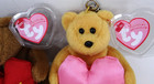 Ty Valenteenie Beanie Babies Cutie   Kiss Me Bears Valentines Day Key Clip Nwt