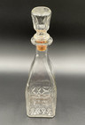 Glass Decanter Bottle With Stopper Clear Gold Lettering  canadian  Vintage