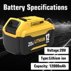 2pack 12 0ah For Dewalt 20v 20 Volt Max Xr Lithium Ion Battery Dcb206-2 Dcb205-2