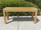 Vintage Rattan Wicker Console Table  Glass Top  Coastal Style  Uship Delivery 
