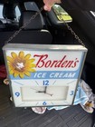 Borden s Ice Cream Hanging Advertising Clock Wall Sign W  Chain  Blue white