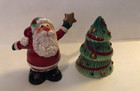 Fitz   Floyd Santa   Tree Salt   Pepper Shaker Set Merry Christmas
