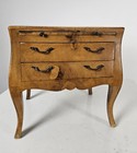 Vintage Italian Jewelry Chest Bombe Burl Wood Vanity Cabinet Mini Dresser