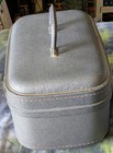 Vintage Gray Vanity Train Case With Lavendar Interior Lining