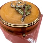 Vintage Gold Rhinestone Flower Pill Box Compact