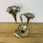Antique Epergne Vase 3 Flute Epns Silver Plate Centerpiece Ft Floral Leaf Motif