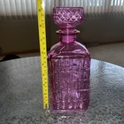 Pink Flash Whiskey Liquor Glass Decanter Bottle Glass Top Stopper Vintage Euc