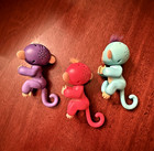 Wowwee Fingerlings Monkeys Purple  Pink  Turquoise All Working - Lot Of 3
