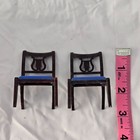 Set Of 2 Vintage Dining Table Chairs Dollhouse Furniture Brown Blue Plastic 2 5 