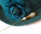 Hatpin With Stunning Baroque Faux Pearl On Brass Finish Setting - 8 Inch
