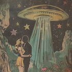 Alien Lovers Wall Art  Retro Ufo Sci-fi Poster  Flying Saucer Cryptid Flower Art