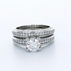 Platinum Side Stone Engagement Ring Set 2 76 Carat Round Lab-grown Diamond H Vs1
