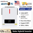 3600w 24v Solar Hybrid Inverter 110v Pure Sine Wave 120a Mppt Charge Controller