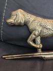 Vintage Solid Brass Hunting Dog On Shotgun Key Holder 3 Hooks 12 5 Inch Length