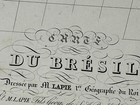 Rare Vintage Antique Map  Lapie Map 1829 Brazil  South America  Amazon