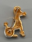 Vintage Signed Vendome White Enamel Poodle Dog Brooch Pin Gold Tone Mid Century