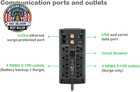 Back-ups Pro 850va Ups  510w Battery Backup   Surge Protector  Avr  8 Outlets  n