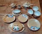 Vtg Child s Lusterware Handpainted Peach Tea Set W 28 Pieces Complete Japan 1950