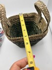 Handwoven Mini Basket Green Natural Fiber Woven Tote Decor
