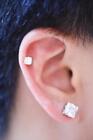 Clear Square Cz Cubic Zirconia Magnetic Clip On Stud Earrings Men Women 4mm 10mm