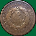 1865 Two Cent Piece Good G Coin  Cleaning  35864