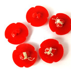 Lot Of 5 Vintage Red Shank Buttons     Atomic Mid-century Mod Tri-fold Plastic