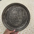 Islamic Handmade Engraved Copper Persian Or Middle East Plate From 19th Century 