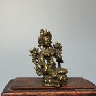 50mm Tibetan Buddhism Temple Bronze Green Tara Guanyin Bodhisattva Statue T029